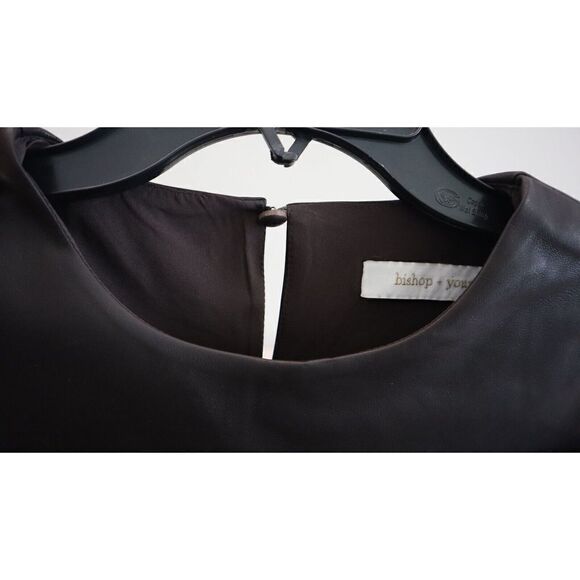 Bishop + Young Women's Sz XS Dark Chocolate Hayden Faux Leather Mini Dress $108 - Picture 3 of 11